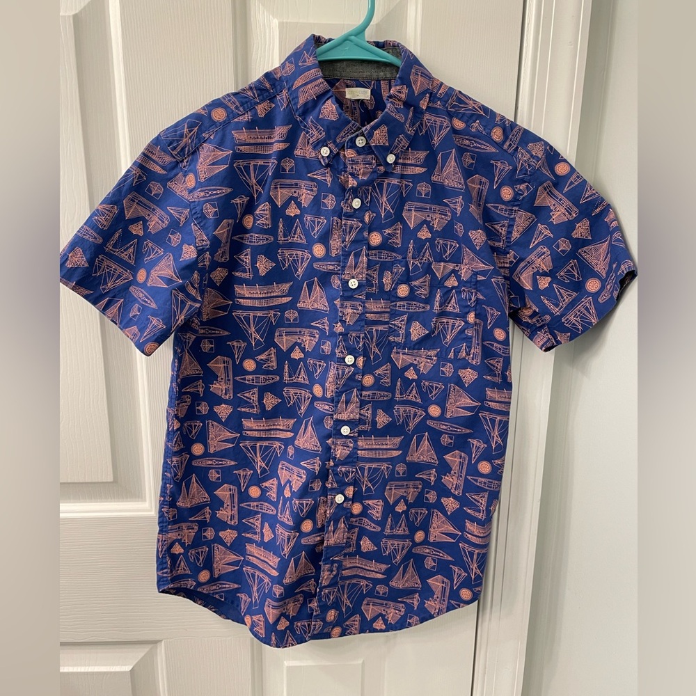 Crew cuts button up short sleeve boats shirt, size 12